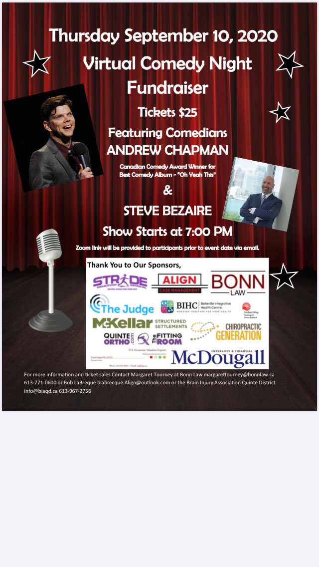 BIAQD1's tweet photo. Still a chance to get ur virtual @BIAQD1 Comedy Night FUNdraiser ticket for TONIGHT!! (613-967-2756). Have a grand time, supporting our rehabilitative organization 👍 https://t.co/3tedu8rBnE
