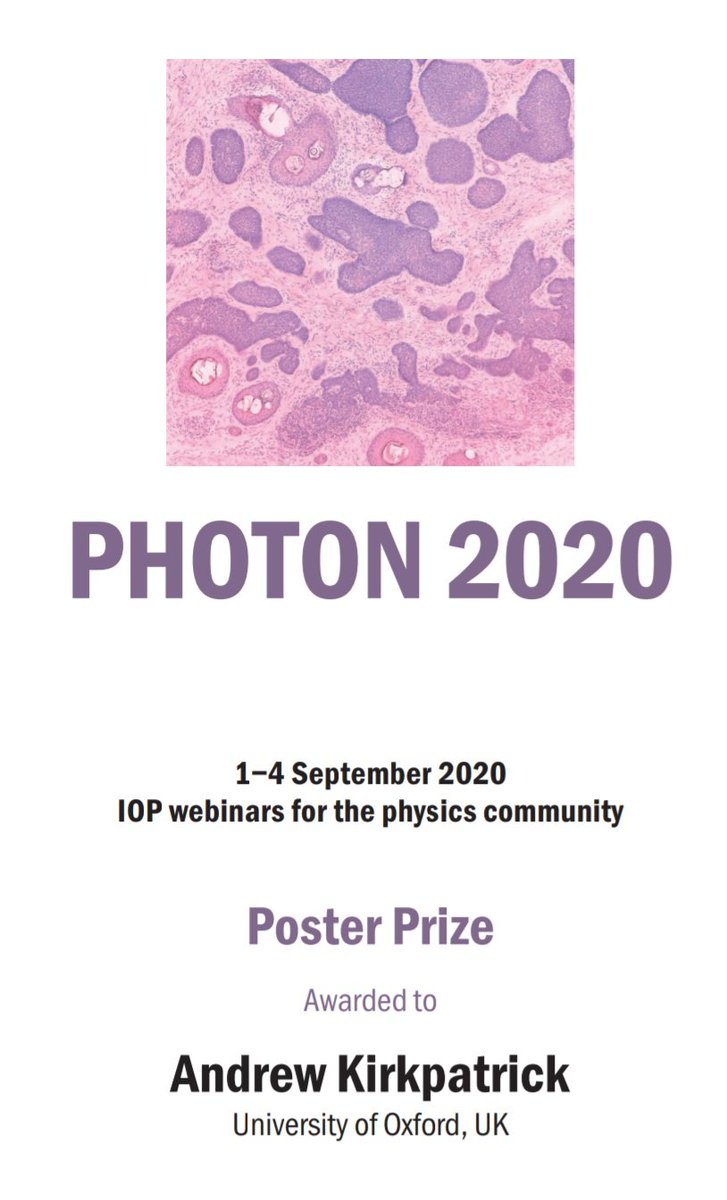 AR_Kirkpatrick's tweet photo. Thank you to @PhysicsNews  for awarding me a poster prize at #photon2020! On the understanding what we see during laser writing #qubits in #diamond. https://t.co/Wr1mL0OP91
