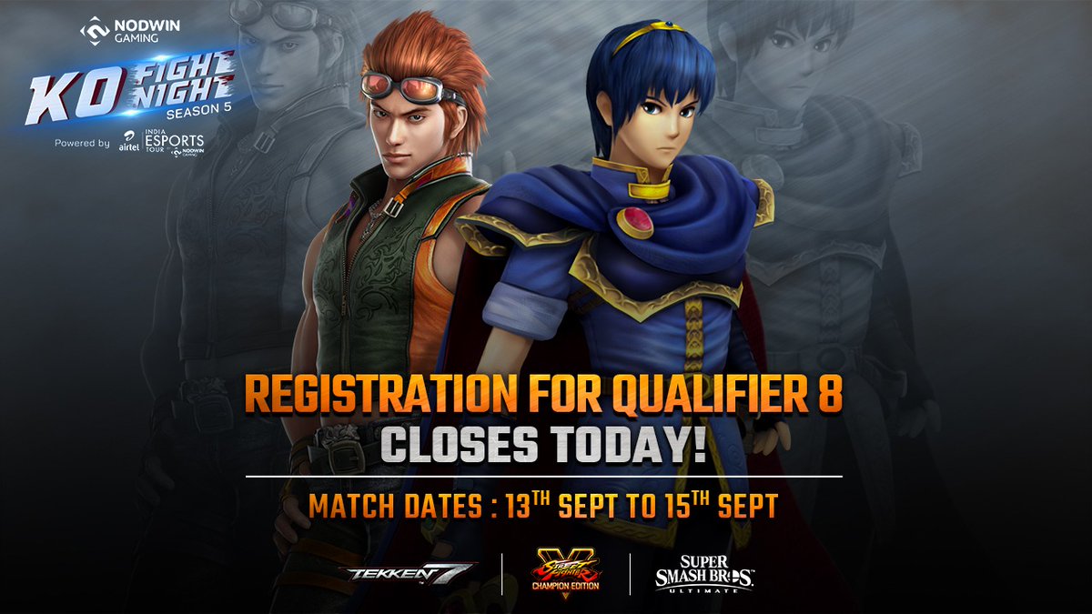 NodwinGaming's tweet photo. Have you registered yourself for #KOFightNight the biggest fighting game tournament in Indiaπ₯
Hurry-up before qualifier 8 ends.
Register at:https://t.co/qRGq0IkITH
All participants are ranked in Airtel India Esports Tour by NODWIN.π
#nodwingaming #Tekken7 #PS4 #games https://t.co/BvrFdWBYVx