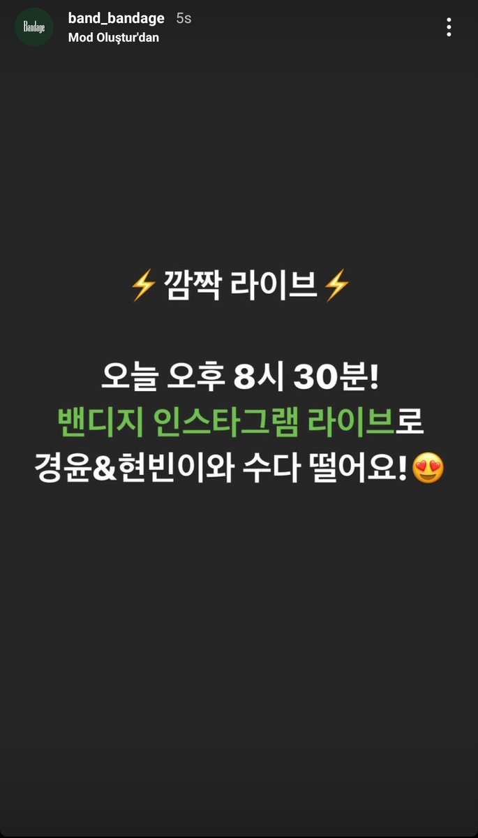 BandageTurkey's tweet photo. [😍]
Bandage 20.30'da (Türkiye saatiyle 14.30'da) yani birazdan Instagram hesaplarında yayın açacak😭

>>https://t.co/utvwXpjdBs

#HappyKyoungyoonDay #Bandage #밴디지 @band_bandage https://t.co/tac7lgNCcx