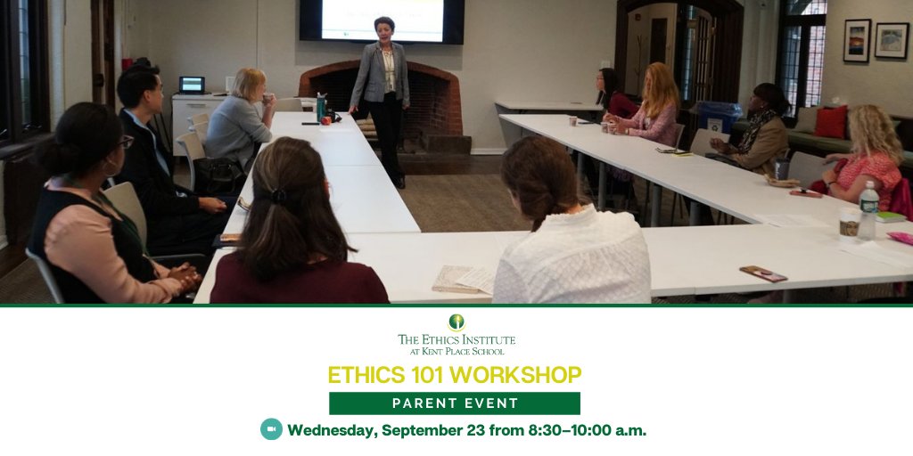EthicsInstitute's tweet photo. The Ethics 101 Workshop on Sept 23, from 8:30–10:00 a.m. is aimed at new families to @kentplaceschool so they can learn about what the Ethics Institute is all about and to engage in ethical conversations about current issues. Email ethics@kentplace.org for the Zoom link. #ethics https://t.co/L4XEgx93QI