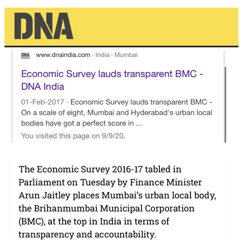Mumbai BMC is corrupt? Mumbai is crumbling? What are other cities upto then?In 2017, Arun Jaitely ji-Fin Min of India tabled a report that ranked Mumbai and Hyd local bodies on the top spot for TRANSPARENCY AND ACCOUNTABILITY