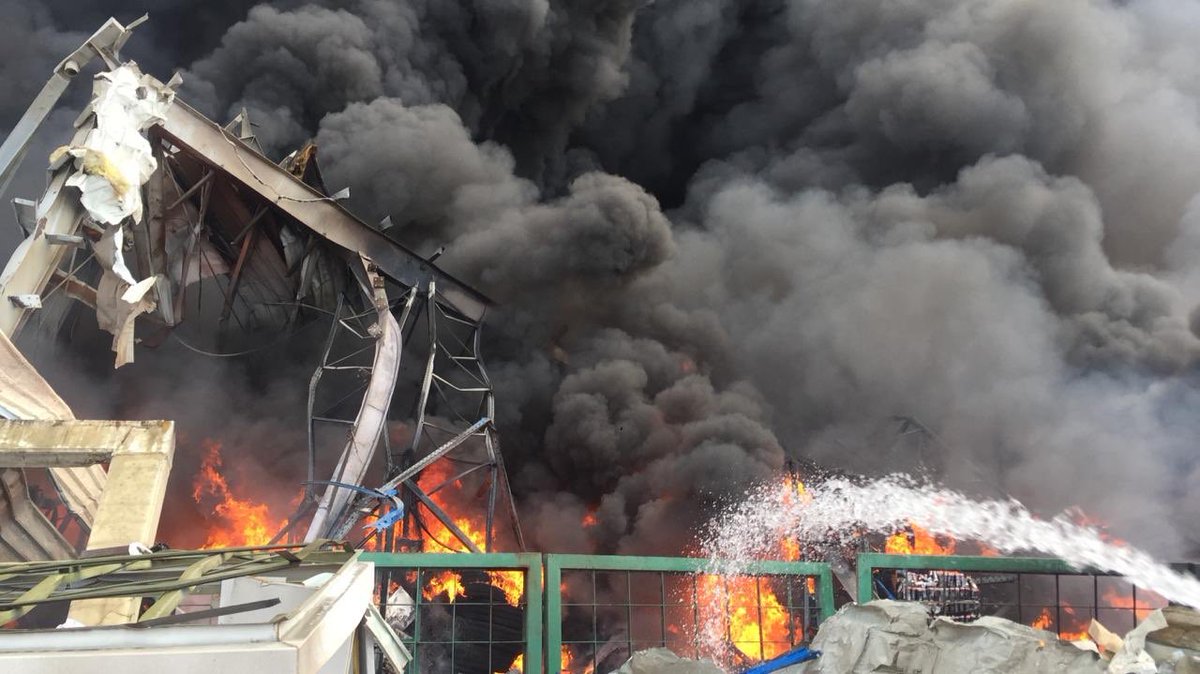 Fire department just sent me these photos from the scene of the fire in  #Beirut port. They said they’ve got around 100 men includ. fire dept, Lebanese civil defense & army battling the flames with hoses& helicopters. More here:  https://www.independent.co.uk/news/world/middle-east/beirut-fire-today-explosion-lebanon-port-update-b421441.html