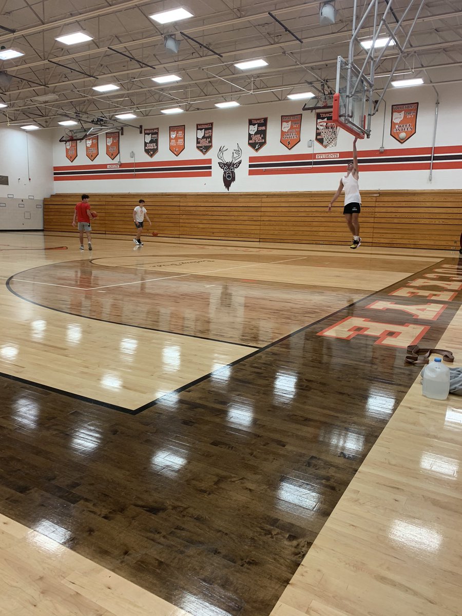 HoopsHarrington's tweet photo. If you wonder how important sports are to kids, take a look at these pictures. I got to school at 6 am and they were in the parking lot waiting. They asked me to come in on their “off” day. We have a lot of kids in our program like this. Kids need it. Coaches need it. Let’s go! https://t.co/AfCpmKIfwu