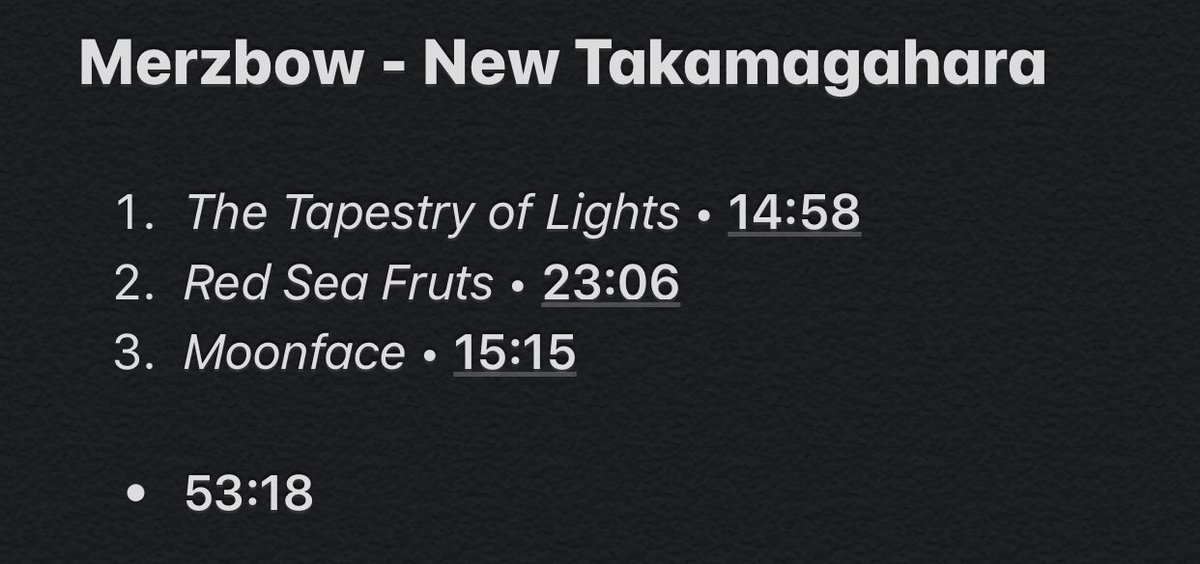 18/107: New TakamagaharaHonestly this album was pretty boring, nothing innovative. It’s easier to listen to because it’s not as violent as other Merzbow records like Venereology or Hybrid Noisebloom but still not interesting.