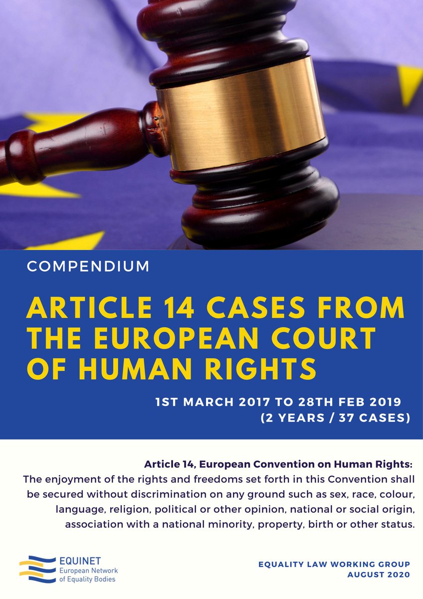 equineteurope's tweet photo. Read our new publication: An analytic compendium of #Article14 cases from the @ECHR_CEDH, directly relevant to #equality and #NonDiscrimination & the work of #EqualityBodies 👇
https://t.co/KkjpZunsMb https://t.co/xELYHGH8XA