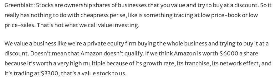pbcinc's tweet photo. No business owner ever goes out to buy a whole business because "it's close to its b/v". They buy because growth will increase CFs. The best businesses in the world. $AMZN $6000. $SE, $MELI #ValueInvesting #Greenblatt https://t.co/KVEU69mRcR https://t.co/tV0iqacSVE