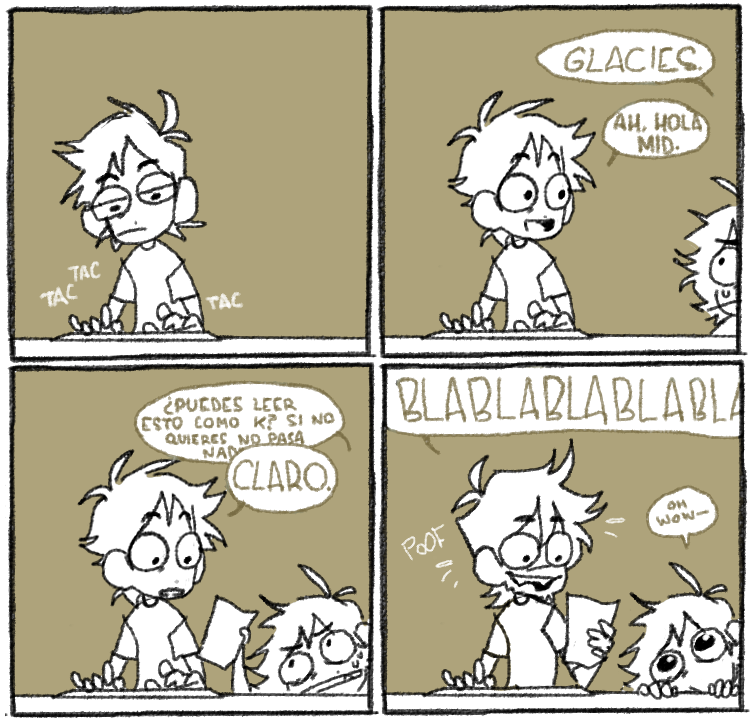 Estos días está ganando mucho cariño el tema de las voces de mis personajes porque lo he presentado en condiciones en instagram y quería dejaros ver el proceso tan hiper profesional que tenemos para grabar :]

@Sr_Glacies le da voz a K por si alguien aún no se ha enterao 