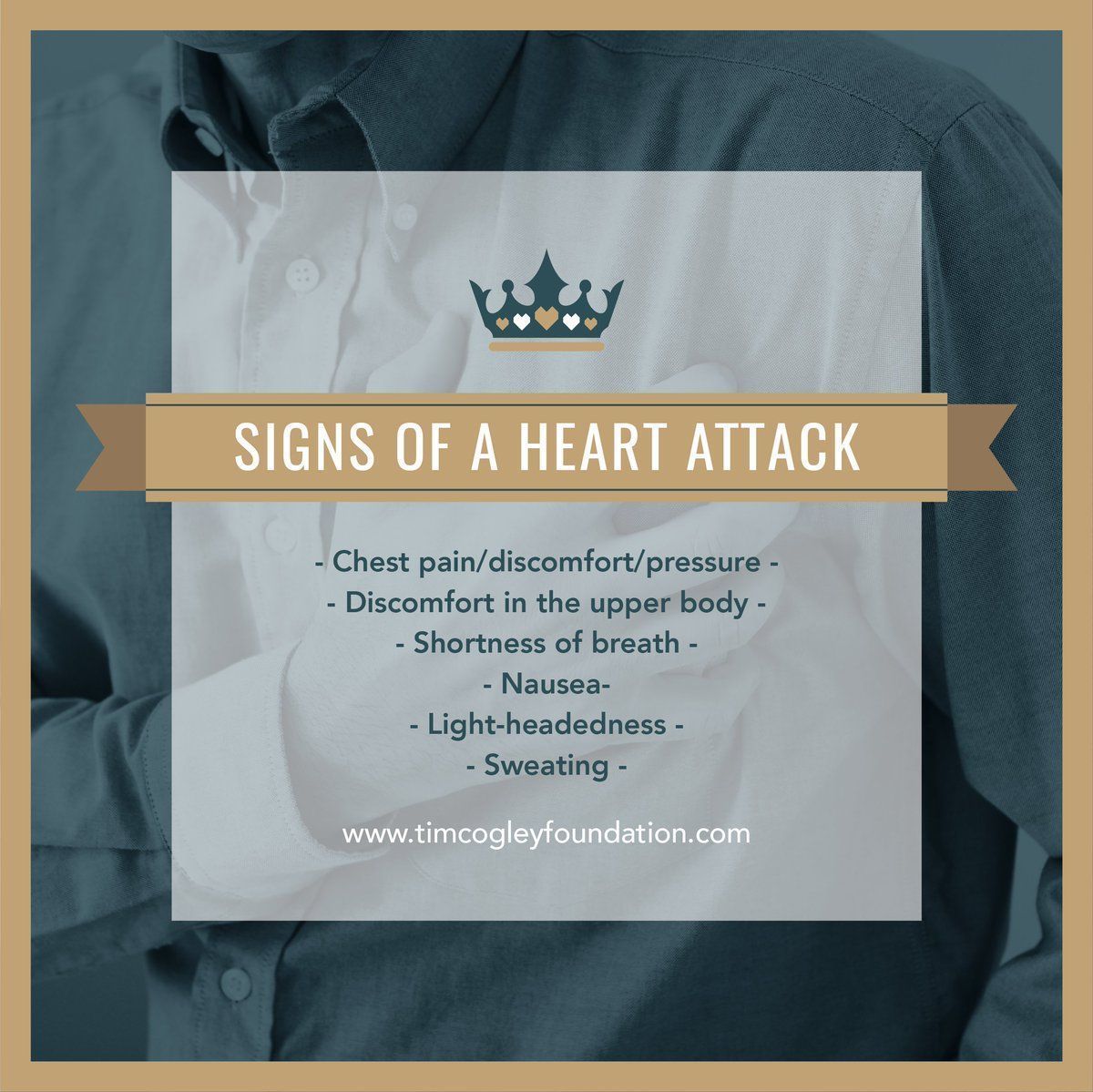 TimCogleyCSF's tweet photo. Share to spread awareness!
Do you know the symptoms of a heart attack? Would you spot someone and know what to do?
#HeartAttackSymptoms #SignsOfHeartAttack #RT #Retweet #Awareness https://t.co/wjFw7aE79u https://t.co/auXJ8oFbrF