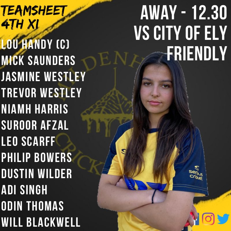 MildenhallCrick's tweet photo. 🏏🏏SATURDAY TEAMSHEETS🏏🏏

#5teams1club #MCC #BlackAndYellow https://t.co/L4d5Ykpdha