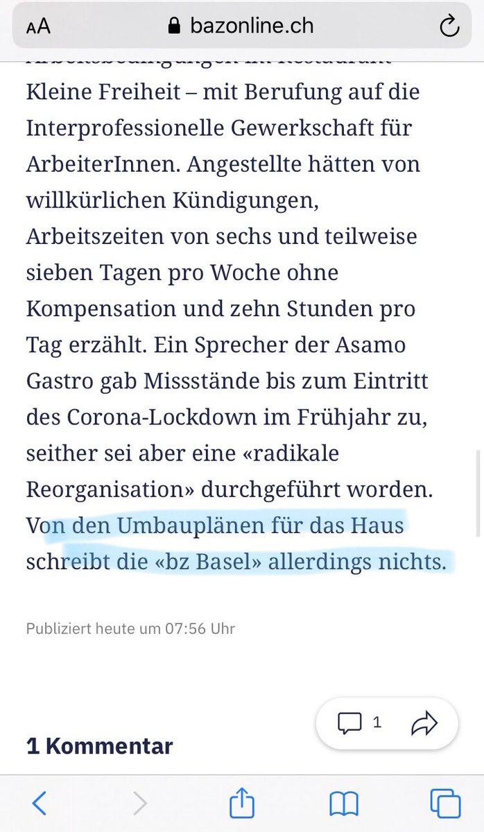 Stimmt nicht ganz liebe <a href="/bazonline/">Basler Zeitung</a> . Unseren Artikel zu den Umbauplänen konntet ihr heute Morgen im Print und online lesen.