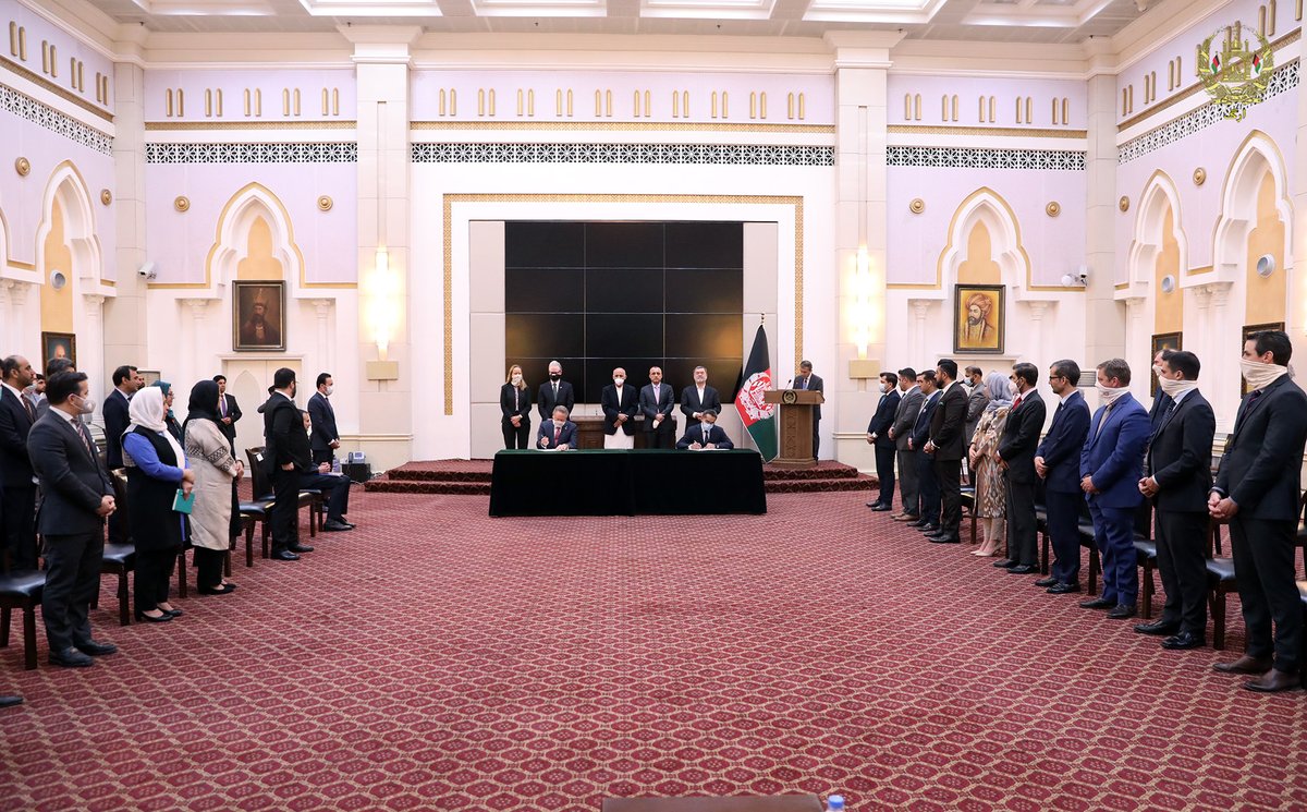 In presence of President Ashraf Ghani, Afghan government entities signed three separate memorandums of understanding with the Minderoo Foundation and two framework deed agreements with Fortescue Future Industries this morning at the Presidential Palace.