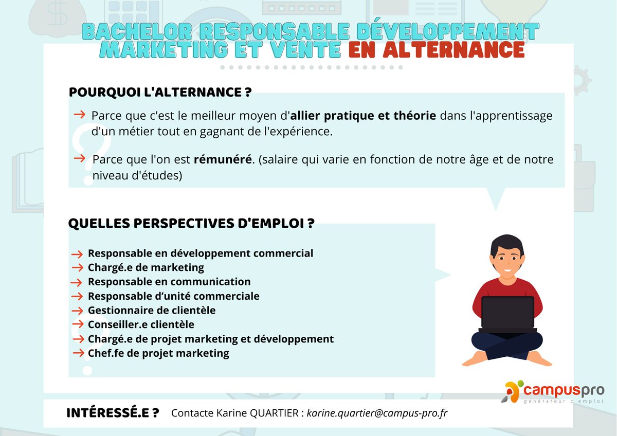 📌 Tu as au moins un Bac +2 ? Le secteur du marketing te passionne ou t'intéresse ?

↪ Pourquoi ne pas passer ton BACHELOR RESPONSABLE DÉVELOPPEMENT MARKETING ET VENTES en ALTERNANCE ?

#formation #bachelor #marketing #developpement #lille #recrutement
