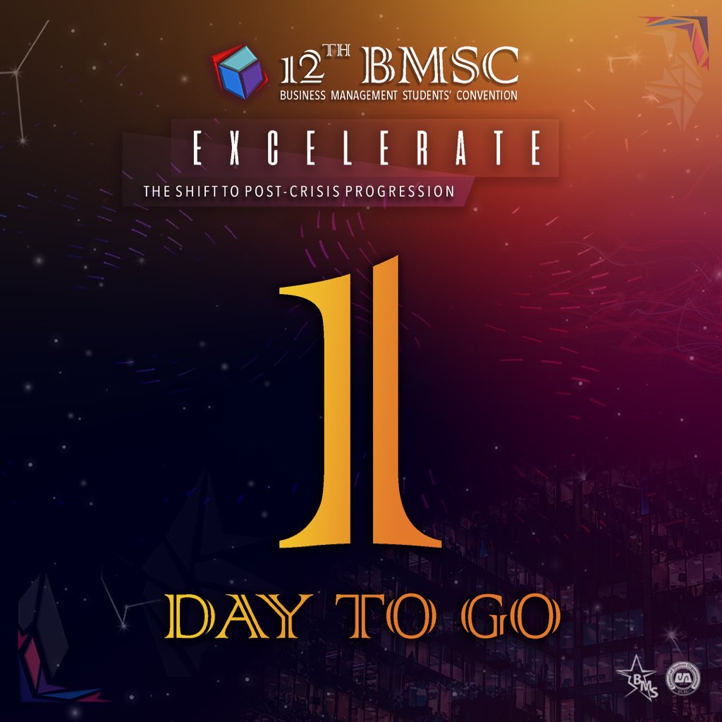 13thBMSC's tweet photo. Are you ready to excelerate with us?
Just 1 day left until the 12th Business Management Convention: Excelerate!
Pre-registration link: https://t.co/E7a8HxgYxd…
#12thBMSC
#ShiftWithExcelerate
#PostCrisisProgression https://t.co/oUMdWtz9lf