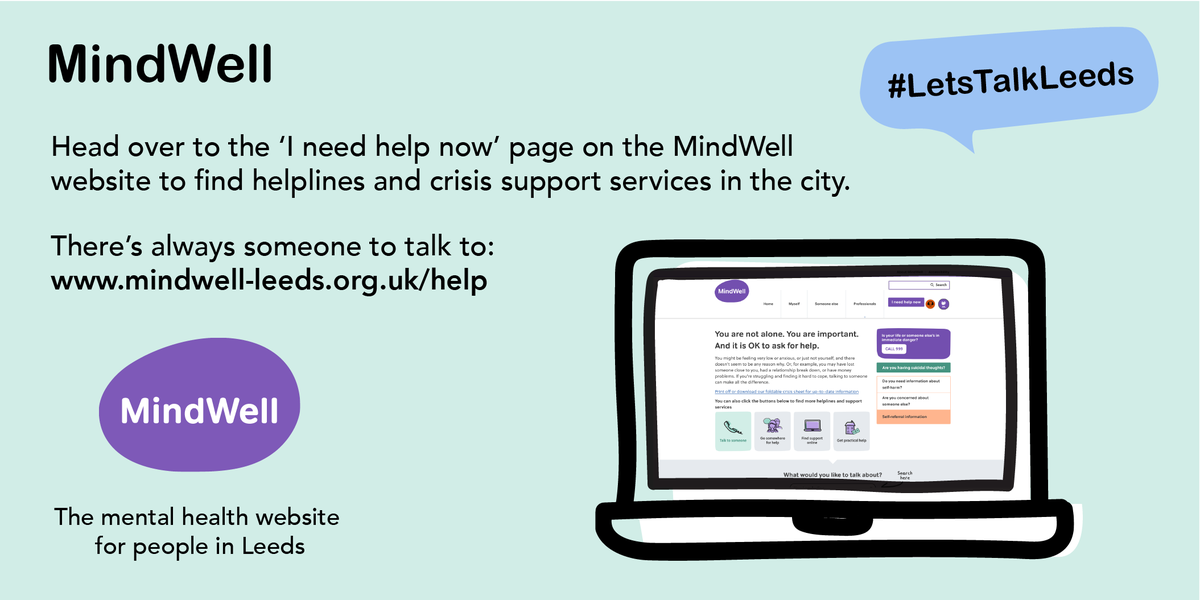 Today is #WorldSuicidePreventionDay. Many factors in life can lead people to suicide,  there are resources and support options available to tackle as many of these as possible. Check @MindWellLeeds site and their campaign today. buff.ly/2xUf2OX
#LetsTalkLeeds