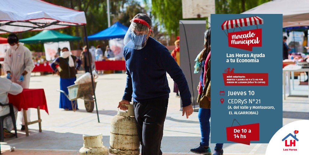 #MercadoMunicipal ➕ #LHAyudaATuEconomia estará hoy de 10 a 14 horas en El Algarrobal ➡️ en el CEDRYS N°21 (Aristóbulo del Valle y Monteavaro). Acercate para encontrar alimentos, #garrafas y artículos de limpieza a precios económicos