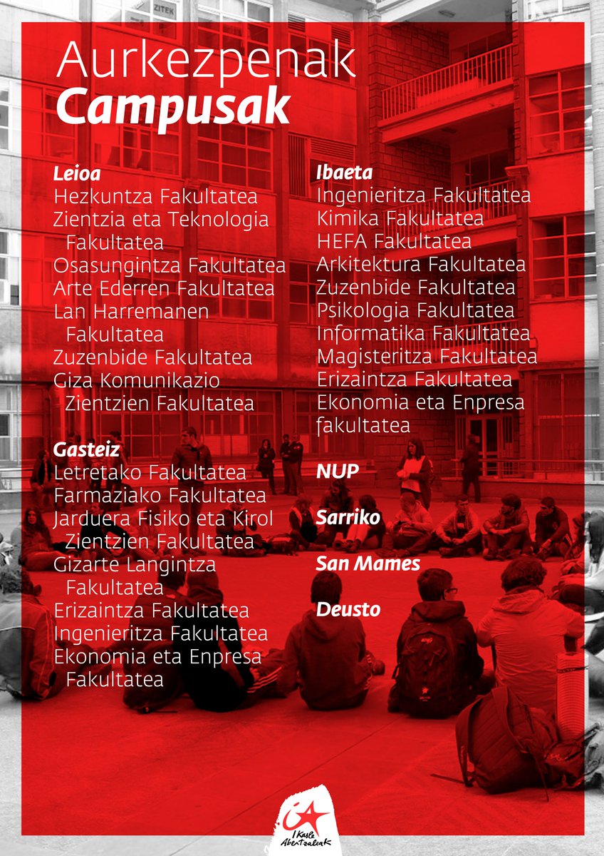 Bertaratu ezingo bazina kontaktatu zure eskualdeko IAko kideren batekin, adi ibili!

📍Lanbide Heziketa eta Unibertsitateetako aurkezpenen tokiak: