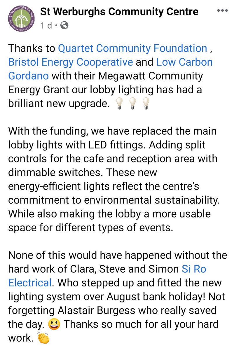 briznrg's tweet photo. Excellent to see our Megawatt Community Fund being put to stylish energy saving use already, brightening up the lobby of St Werburghs Community Centre.
#communitybenefit #bencom #cbs #energyefficiency #LED #bristol #bs2 https://t.co/HR36Ryc4tE https://t.co/rInfSRcuhK