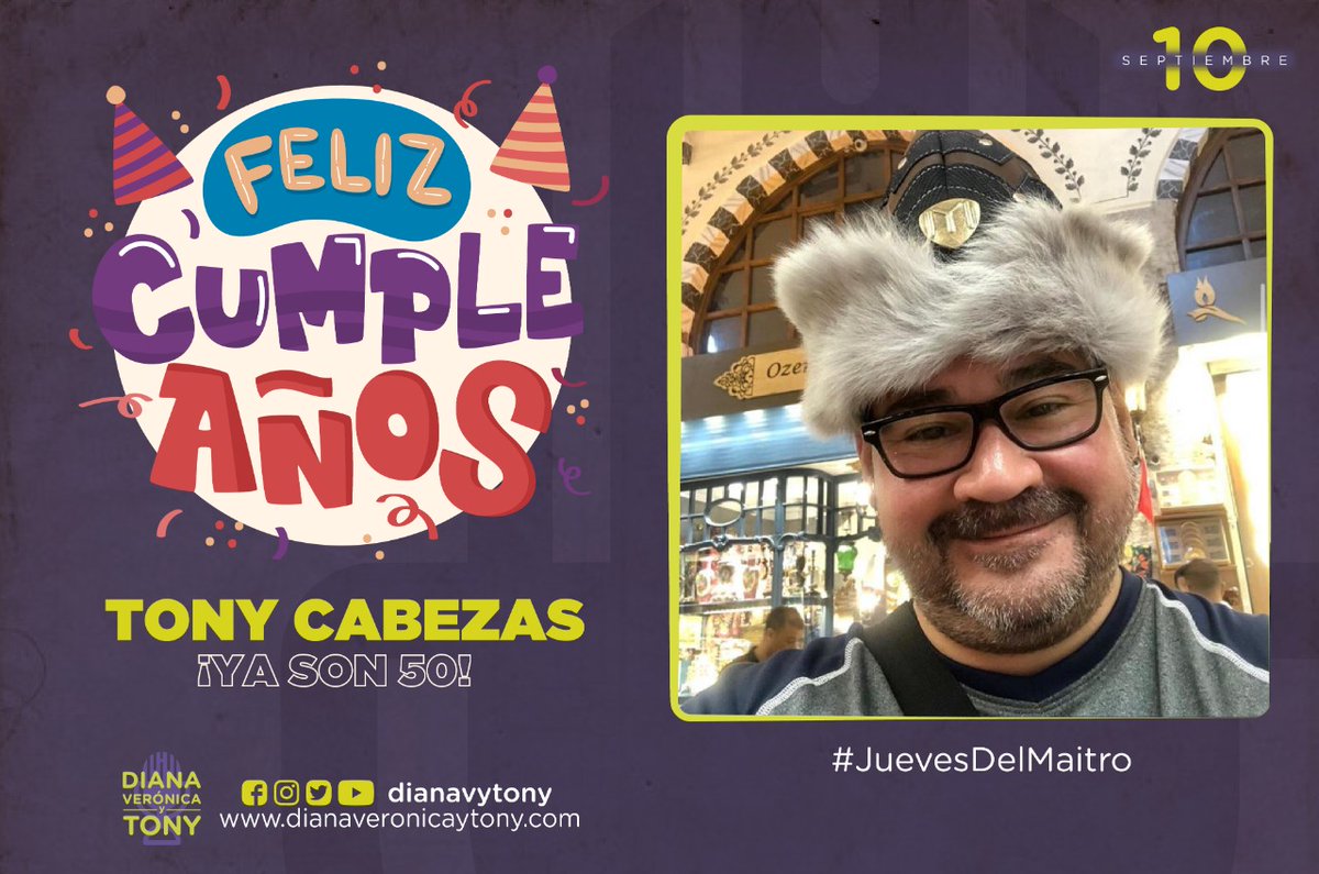 dianavytony's tweet photo. 🥳 F E L I C I D A D E S 🎉

Hoy es #JuevesDelMaitro y felicitamos con mucha alegría y cariño a @tonyheads que hoy llega a la mediana edad.

¡¡¡Feliz cumpleaños Tony!!!
🎉🥂🥳🎉🥂🥳🎉🥂🥳🎉

#LaEdá #50Años #10deSeptiembre #YaSon50 #CosasDeMaitro #SomosMaitros https://t.co/8SNiZSGO3Q