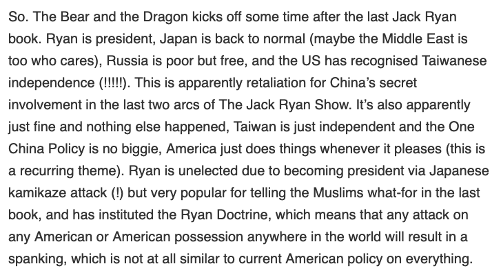 Some excerpts. The summary of the plot is hilarious, but frightening in an incredibly dumb way.