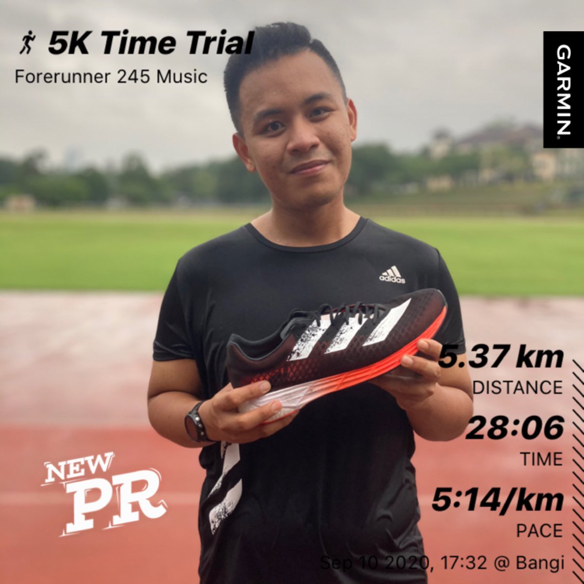 muhdfirzuan's tweet photo. 5km Time Trial 
alhamdulilah finaly sub 30mins is making 

target : Sub 30mins 
total time : 28:06
avg pace : 5:37/km “gps gile”

special thanks to my pacer @ihsan2214  for pacing me from start till Finish

#AdidasMY 
#TeamAdizero 
#AdizeroPro 
#FasterThanFast 
#LightMakesFast https://t.co/2k1vwnfW9u