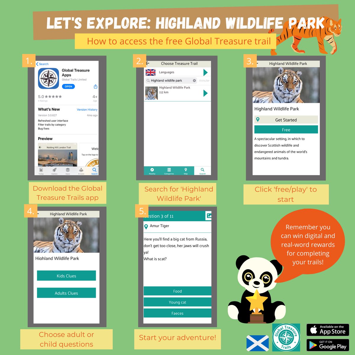 Enjoying #intothezoo on <a href="/BBCScotland/">BBC Scotland</a> featuring <a href="/rzss/">Royal Zoological Society of Scotland</a> Highland Wildlife Park?

Discover the park for yourself with our free trails for adults and children!🦧🐅🐈

🔗 apps.apple.com/gb/app/global-… 
🔗 play.google.com/store/apps/det…

#conservation #wildlife #tourism