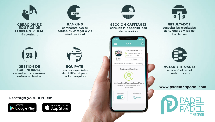 ¡La nueva app de Padel and Padel llega con grandes novedades! 💥

🎾 Consulta los resultados al instante gracias al acta virtual

🎾 Inscribe a tu equipo en la liga en uno sencillos pasos

🎾 Gestiona los enfrentamientos y la disponibilidad de tus jugadores

📱 ¡Descárgatela!