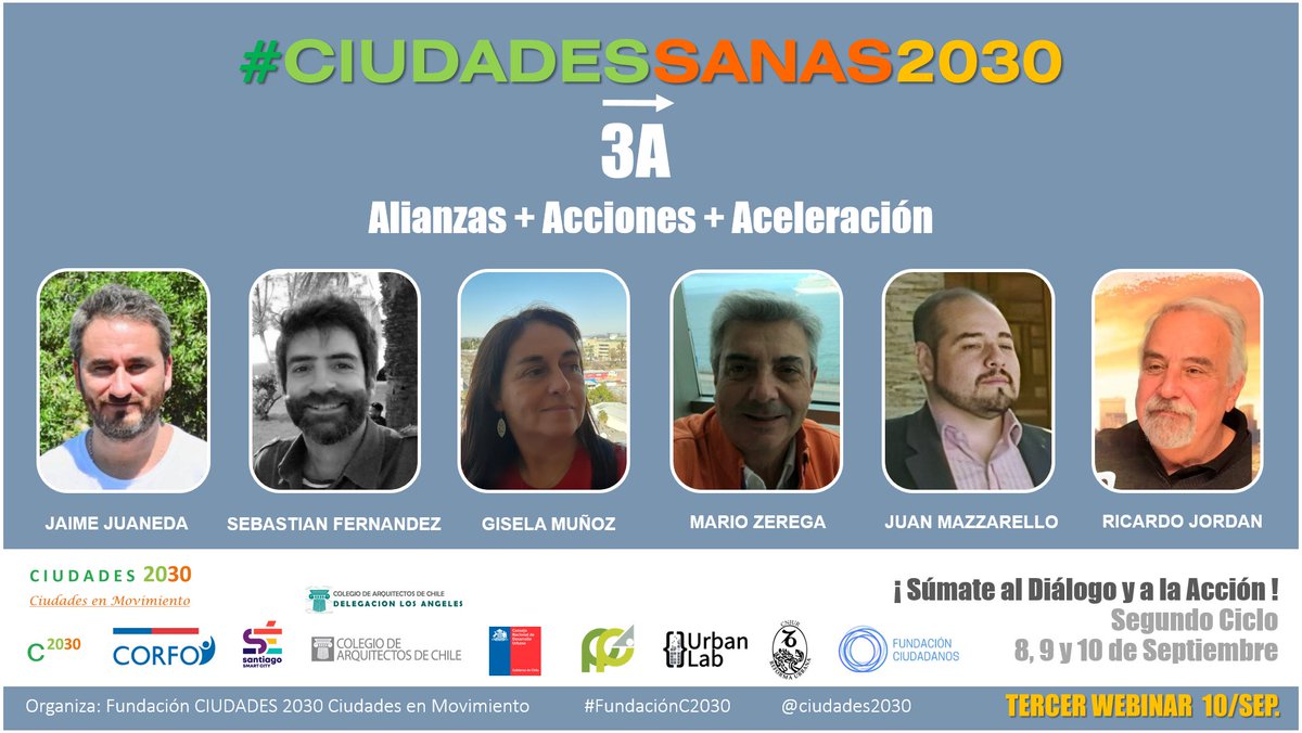 En un rato más (a las 12:00 Bandera de Chile) finalizamos el 2° CICLO #CiudadesSanas2030

Compartiremos la experiencia del Parque de la Amistad de  #Montevideo #Uruguay y los desafíos de la ciudad de Los Ángeles #RegiónDelBioBio desde la Delegación C.A. L.A. <a href="/colegioarq/">Colegio de Arquitectos de Chile</a> 
 
C2030