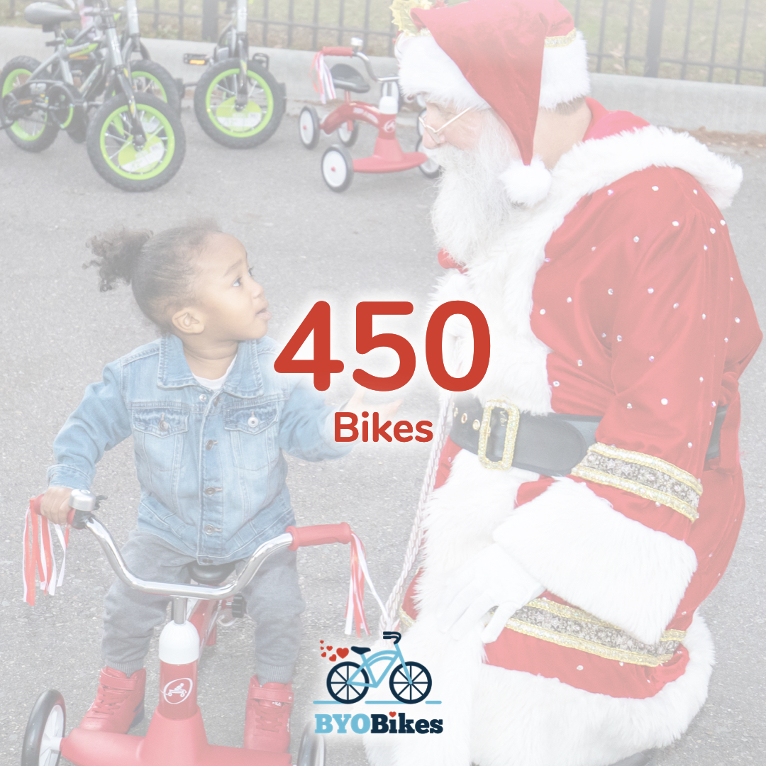 Help us reach our 2020 goal of 450 new bikes to distribute to kids during the holidays!

Donate: bit.ly/3bhMOkx