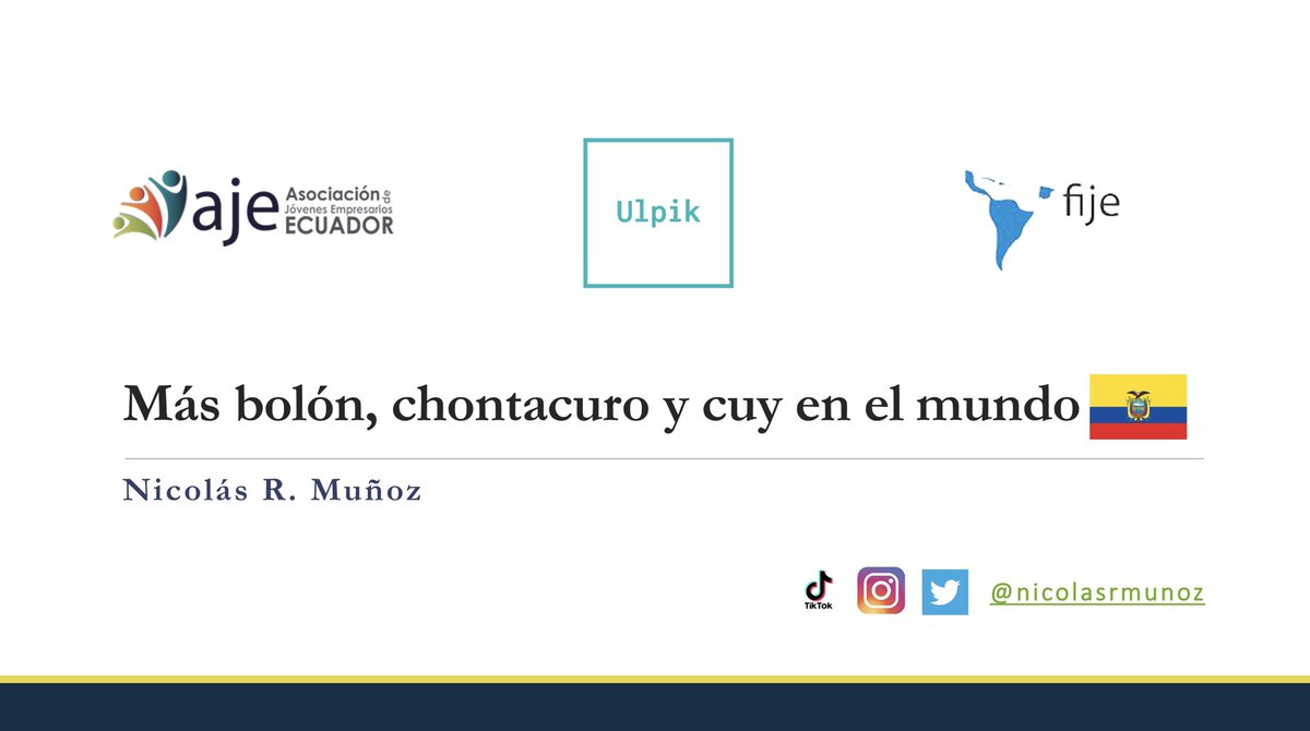 nicolasrmunoz's tweet photo. Que gusto que hoy estemos ecuatorianos hablando de mejor el Ecuador 🇪🇨 Gracias al @el_BID, @AgendaCAF, @IDEbschool, @CeEcuatoriano por organizar estos espacios y permitirme meter relajo con una visión distinta de lo que necesitamos: propósito, ventas e identidad. https://t.co/9z3nhqn8ZF