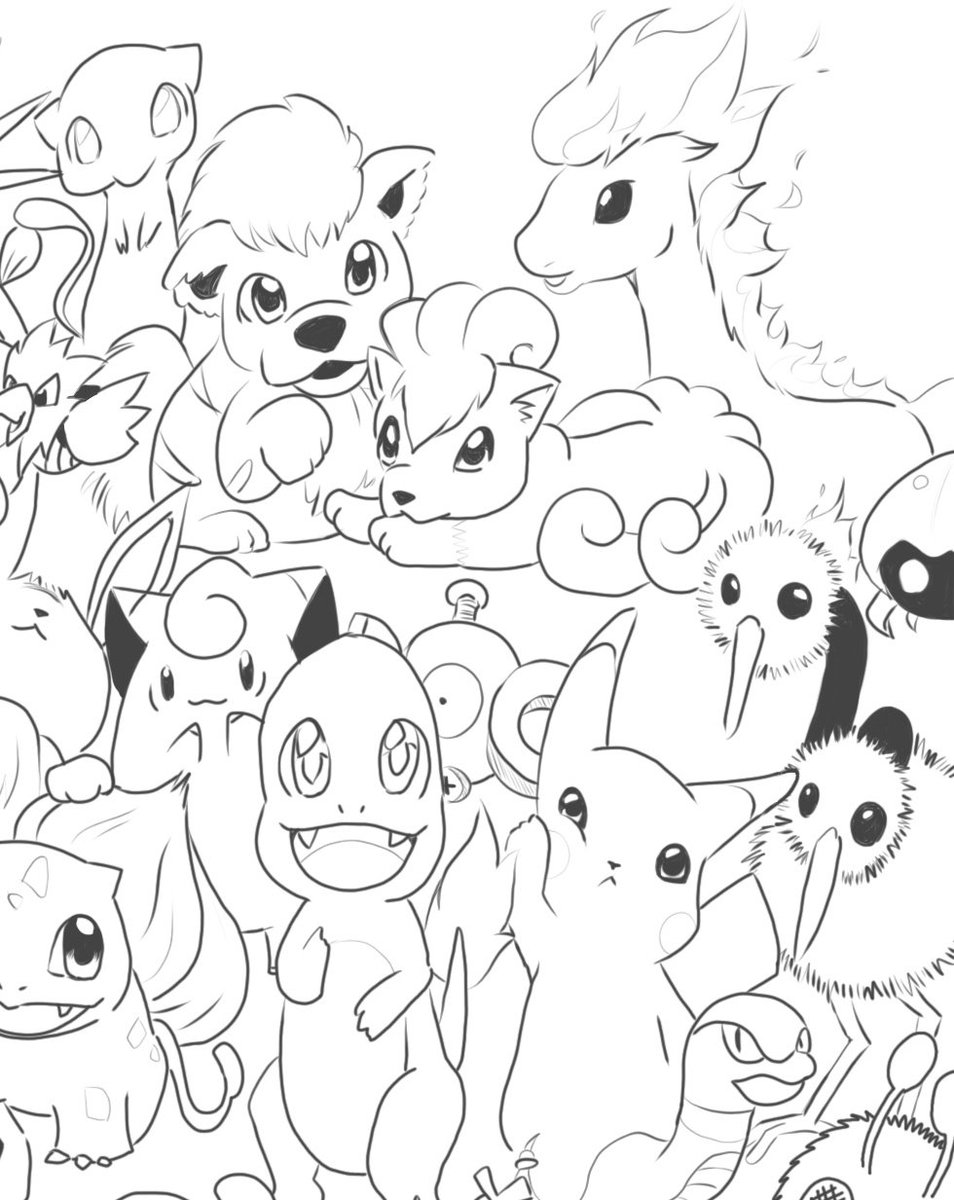 きお 初代ポケモンようやく色塗り終わりましたーーー 線画置いて置くので暇な方は良かったら塗ってみて下さい サインはそのままにしておいてね イラスト ポケモンイラスト 私の絵柄が好みって人にフォローされたい 線画を晒すと誰かが色を