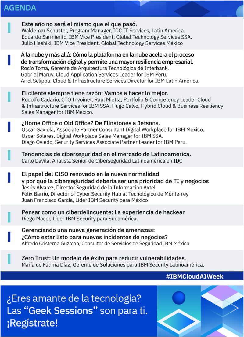 jselman's tweet photo. Recuerda - no te pierdas la agenda de hoy! #ibmcloudaiweek  de @IBMdeChile 

https://t.co/Ev4NiuEmM9 https://t.co/i1qGYdx070