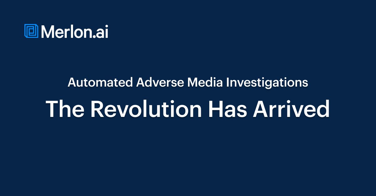 MerlonTweets's tweet photo. We are proud to announce the launch of Automated Adverse Media Investigations- radically simplifying and accelerating the use of adverse media for AML, KYC and due diligence

See it for yourself with an instant, web-based trial:
https://t.co/EbpUpGdvNC

#KYC #AML #moneylaundering https://t.co/jllNEiFShf