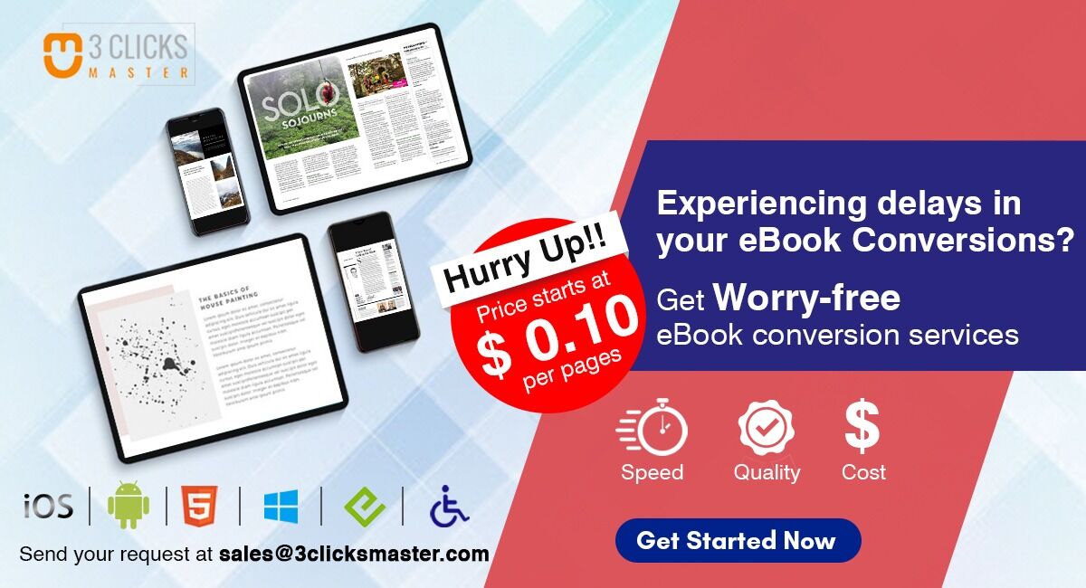 3clicksmaster's tweet photo. Get your eBook conversions without any delays. Send your request to sales@3clicksmaster.com or visit https://t.co/z8B3zwVrQU

#DiTech #3ClicksMaster #books #authors #universities #publishers #publishing #publishingservices #ebooks #epub #digital #nimas #braille #accessibility https://t.co/hMVKxGg0wZ