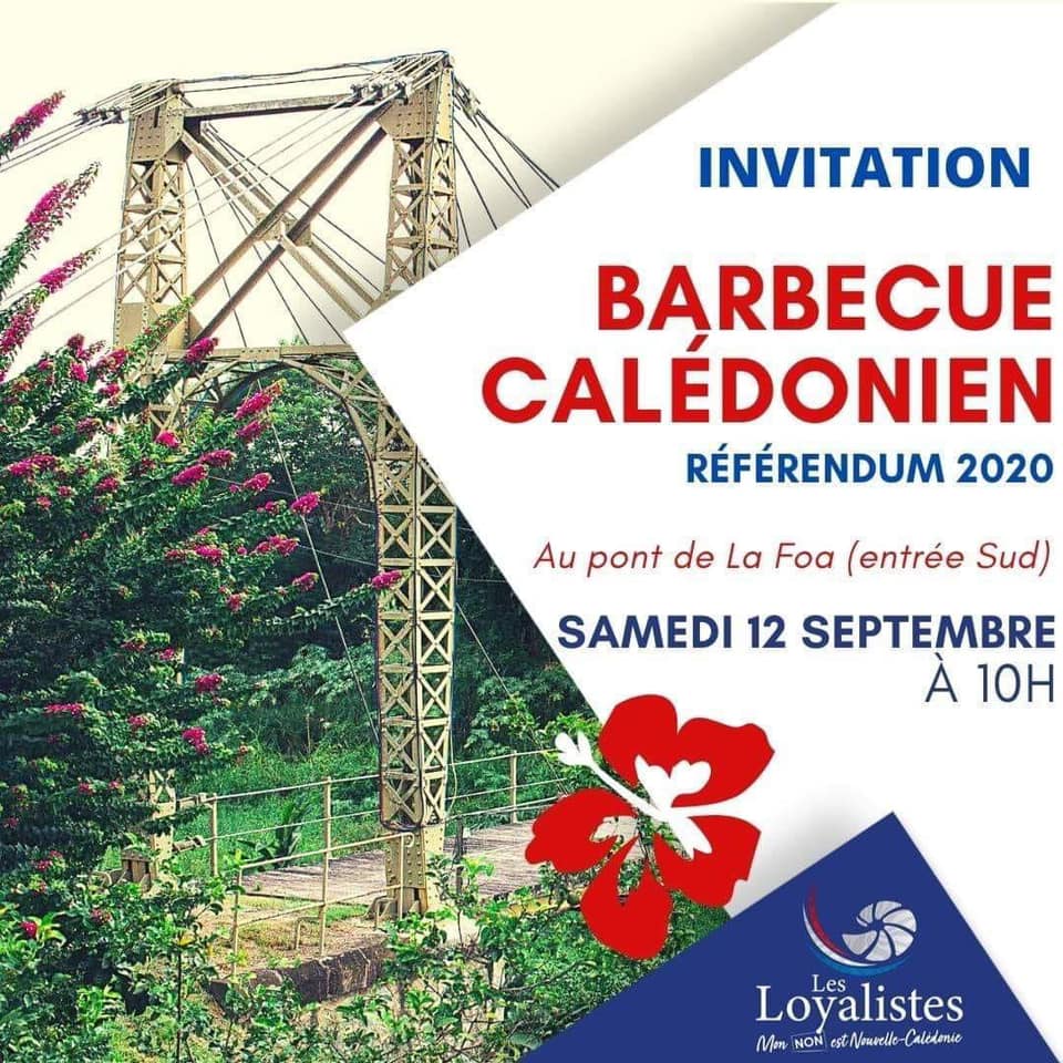 Un nouveau rassemblement Loyaliste 🇫🇷 se tient demain à La Foa ! On vous attend nombreux pour ce barbecue calédonien 🍽️

#JevoteNon

Les informations pratiques 👇
📍 La Foa
🕕 10h