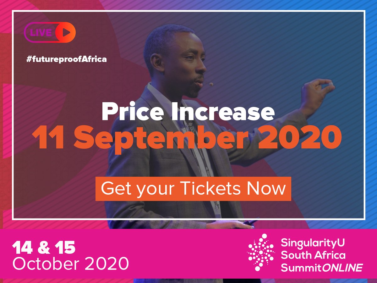 #RT @singularityu: RT @SUSouthAfrica: Early Bird Ticket prices end Midnight. Take advantage of this great Saving! susasummit.org
#futureproofAfrica