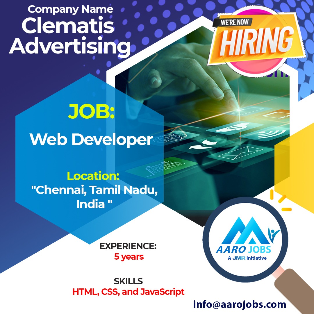 AaroJobs's tweet photo. Requirement for Web Developer
Company name: Clematis
Location: Chennai, Tamilnadu
#webdesign #webdeveloper #aarojobs #chennaijobs #jobs #clematis https://t.co/m7qSz2BsQU