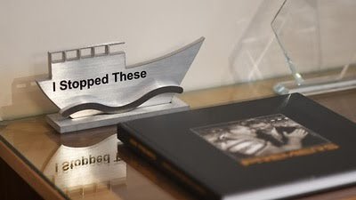 The same guy who commissioned this trophy for his desk was on radio today crying about another leader lacking humanity in relation to border control.