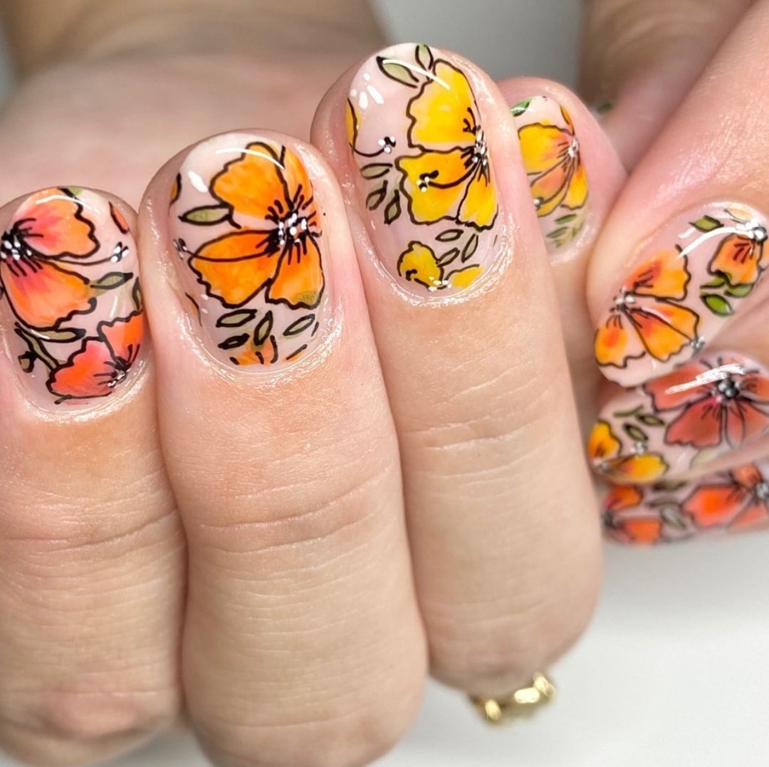 Wow 😍 Gorgeous hand painted nails! If you're feeling the spring vibe and love a flower print (&amp; can't get to a salon right now) check out the floral prints in our #NailWrap collection! As always, FREE postage included #fakeittillyoumakeit #instantnailart
image: @nancylovesnails
