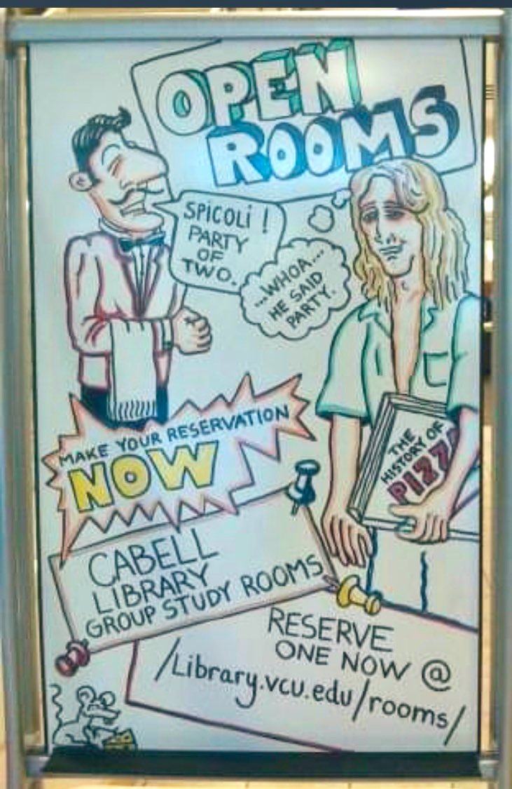mteresadoherty's tweet photo. Where has the time gone? Our library @VCUCabell implemented our online study room reservation system 10 years ago. How many bingos since then, @erinrwhite ? https://t.co/ZuDxUa1WAk