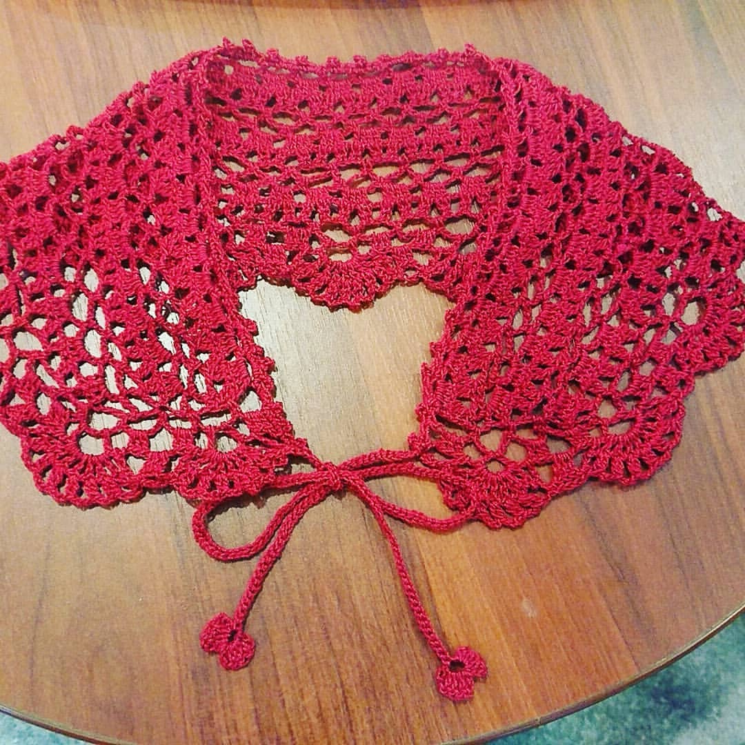 Rkszk かぎ針編み 過去の編み物ガレージ 子供用のつけ襟をレース糸で