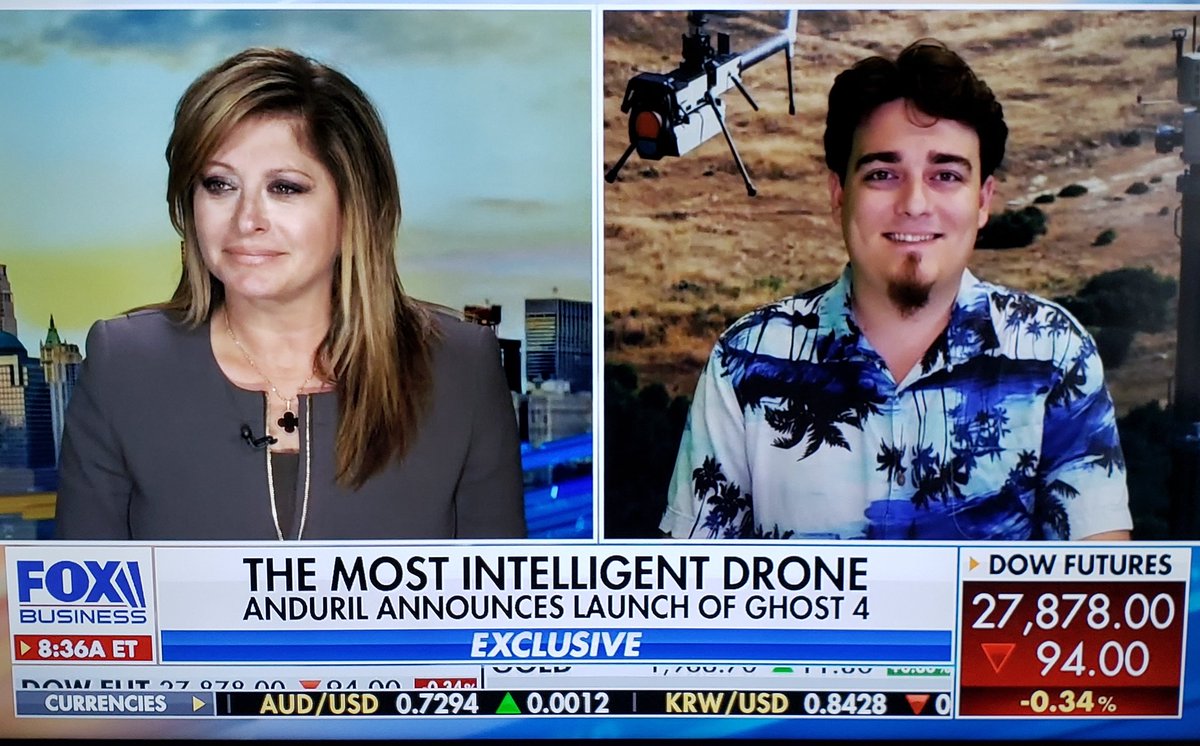 John_Westra's tweet photo. Congratulations @PalmerLuckey on the launch of the @anduriltech #Ghost4 #AI #Drone platform and the restoration of US National Security and Tech Manufacturing supremecy! As seen on @MorningsMaria https://t.co/fKOPPgcYe7
