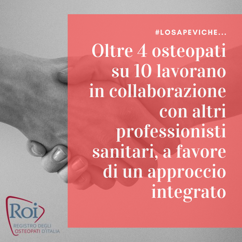 Quasi metà (42,6%) degli osteopati lavora in collaborazione con altri professionisti sanitari, a favore di un approccio integrato. Emerge dalle interviste per la ricerca OPERA del #ROI e <a href="/COMEColl/">COME Foundation</a> bit.ly/2Dzim92
