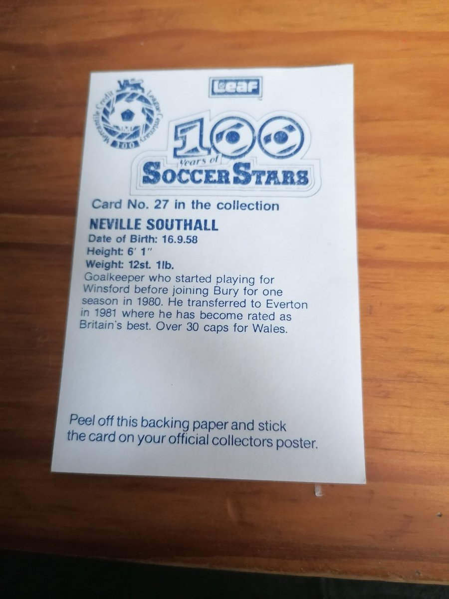 Found this gem that I've had for years after I thought I'd lost it. Proper made up! <a href="/NevilleSouthall/">Neville Southall</a> #No1Forever