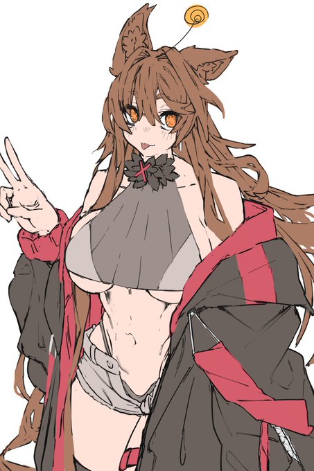 ヌアちゃん改良してちょっと女子らしさ上げた
あと髪の彩度上げて目をオレンジにしてホットパンツを灰色にした 