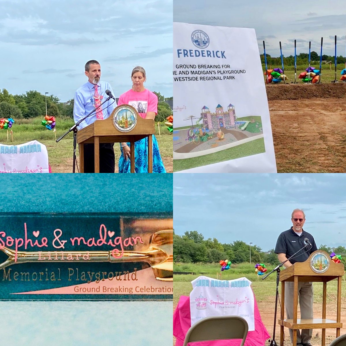 BenMacshane's tweet photo. It was inspiring to be at the groundbreaking ceremony for Sophie and Madigan's Playground at Frederick’s Westside Regional Park. Wonderful words from the Lillard family, who have championed this beautiful initiative for their daughters, and from longtime supporter Mayor O'Connor. https://t.co/yDZPLqqp5f