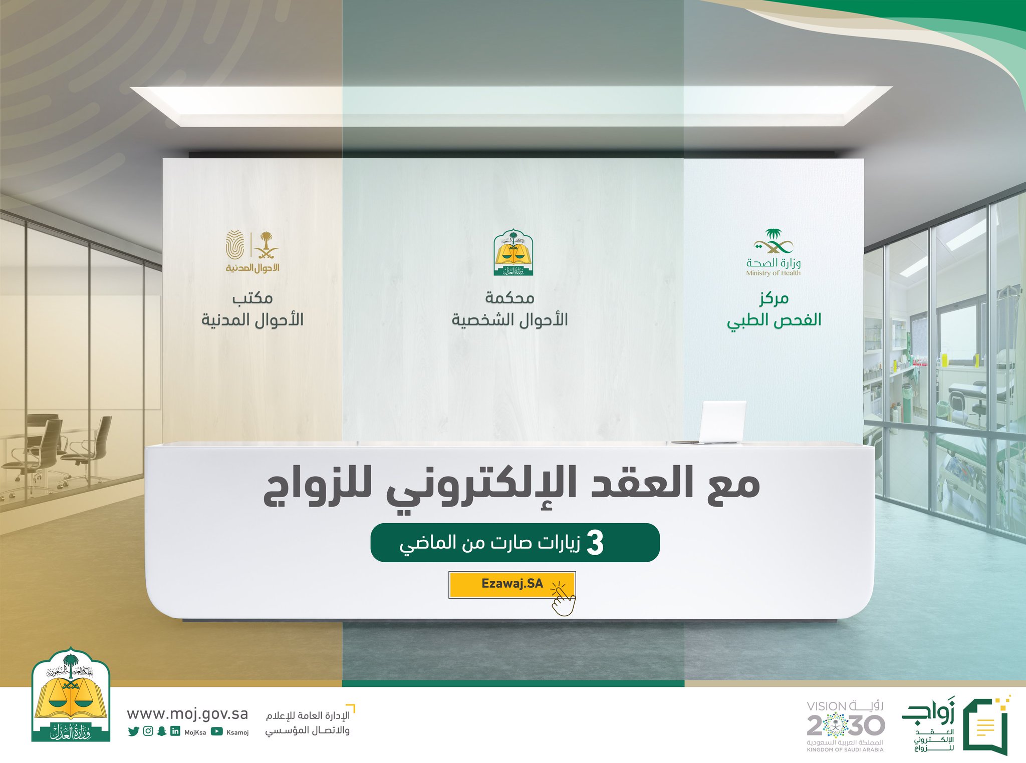 وزارة العدل V Twitter جميع إجراءات عقد الزواج أصبحت إلكترونية مع Https T Co Ugdkujv4n6 دون الحاجة لمراجعة محكمة الأحوال الشخصية مركز الفحص الطبي الأحوال المدنية Https T Co Shqqztp6vj
