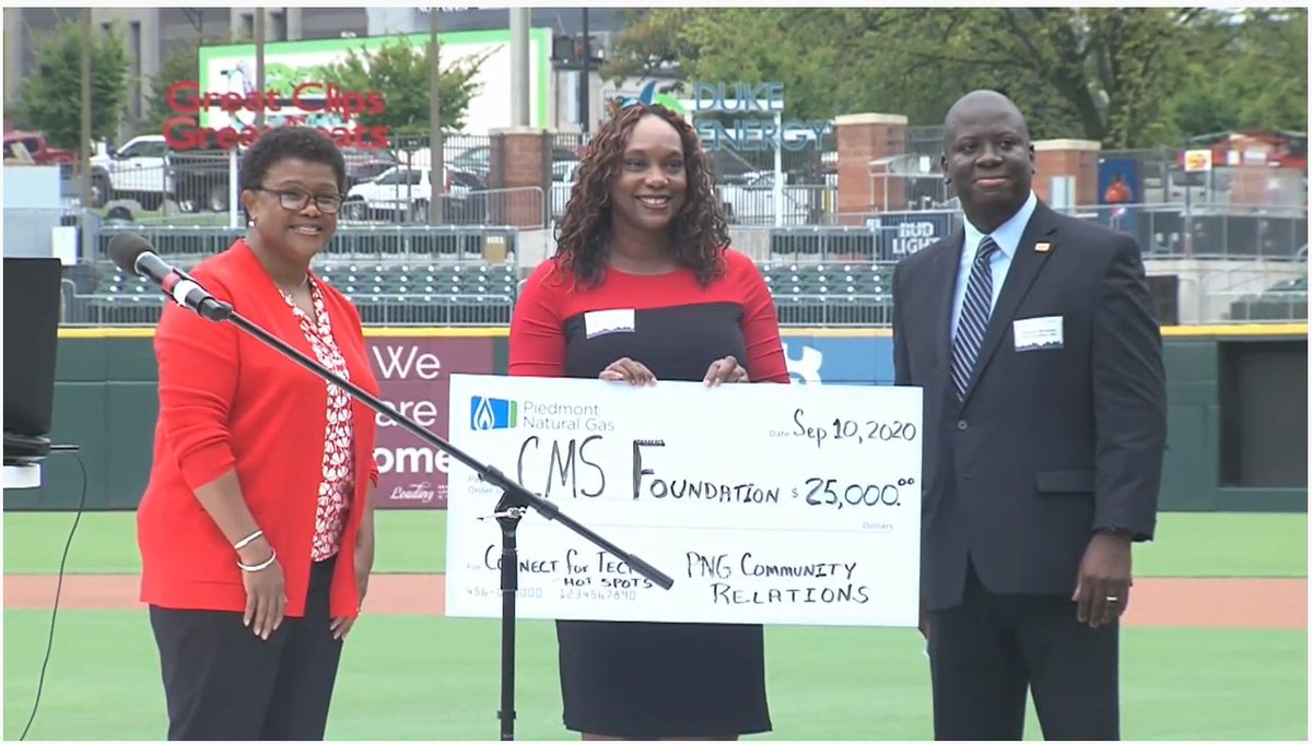 Wow!! <a href="/PiedmontService/">Piedmont Natural Gas</a> just made a $25,000 contribution to <a href="/cmsfoundation/">CMS Foundation</a>'s #ConnectforTech program for hot spots! Thank you, Piedmont Natural Gas!