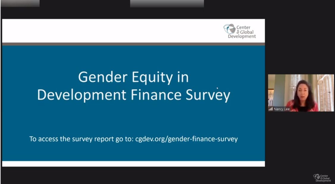 "The stakes are high. Even before COVID-19, gender gaps in women’s access to finance and to financial services were large and pervasive. Now we see that the pandemic is not gender-neutral," says  @nleecgd  #CGDTalks