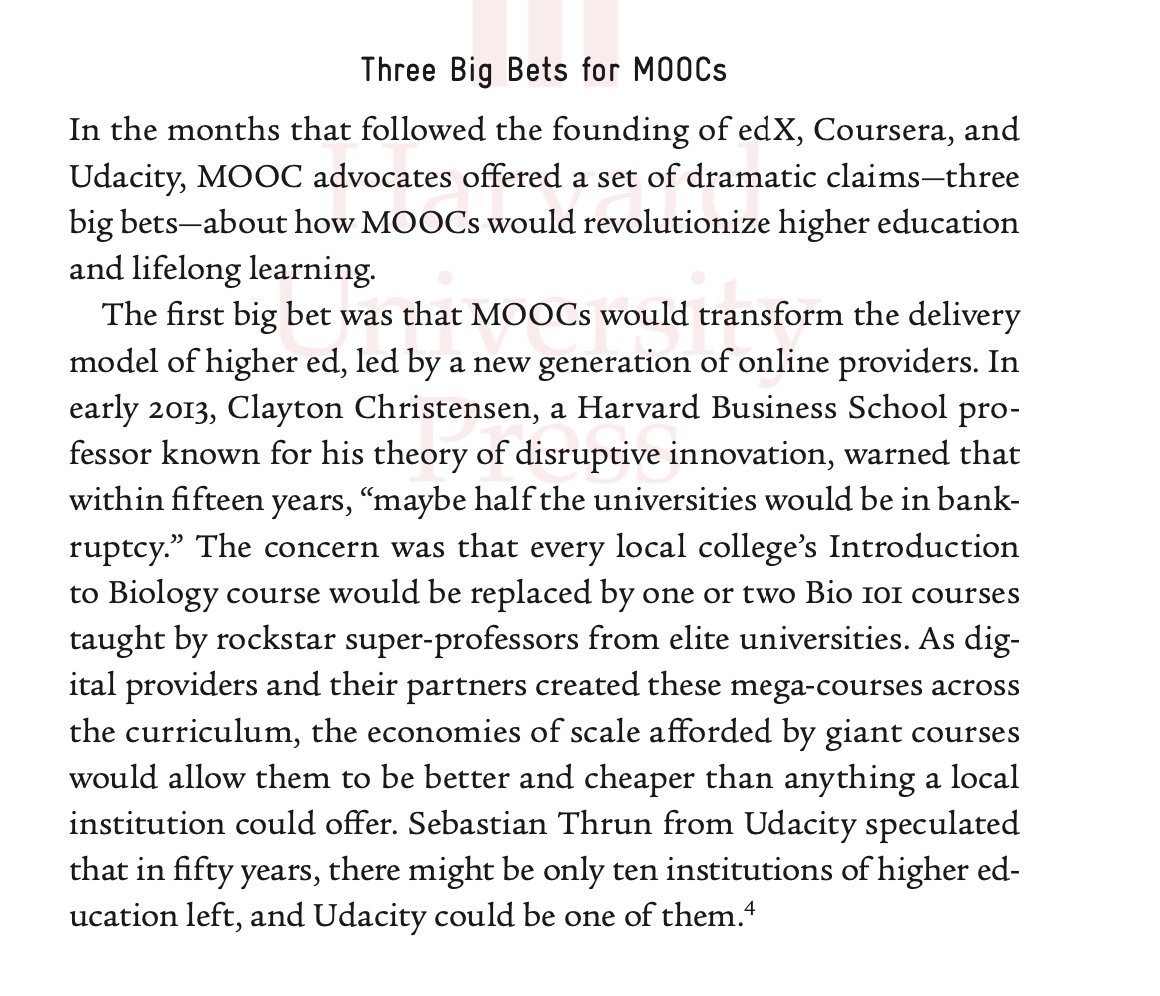 The claim is that if we build really good online microeconomics courses, then everyone will use them and education will be better. That was the 2012 MOOC argument, one of the 3 big bets of MOOCs... #failuretodisrupt